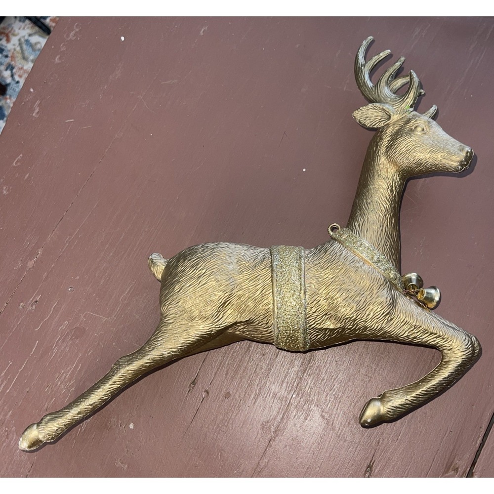 Vintage 60s‎ Hard Plastic 12" GOLD DEER-BUCK-Figure Hong Kong-Christmas